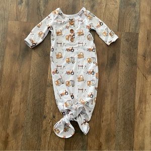 Caden Lane construction Vehicles theme baby sleeper gown tie